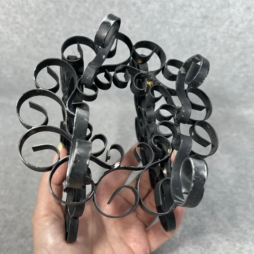 Vintage Black Metal Swirl Scroll‎ Napkin Letter Holder Wrought Iron ? Organizer